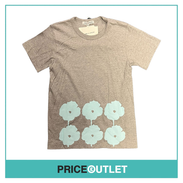 Comme des Garçons Jingle Flower - Womens Grey T-Shirt - Size M - BRAND NEW WITH TAGS