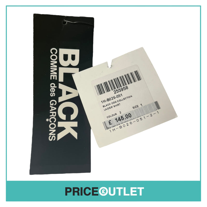 Comme des Garçons Black - Ladies White Shirt with Gold Collar and Cuffs - Size XS - BRAND NEW WITH TAGS