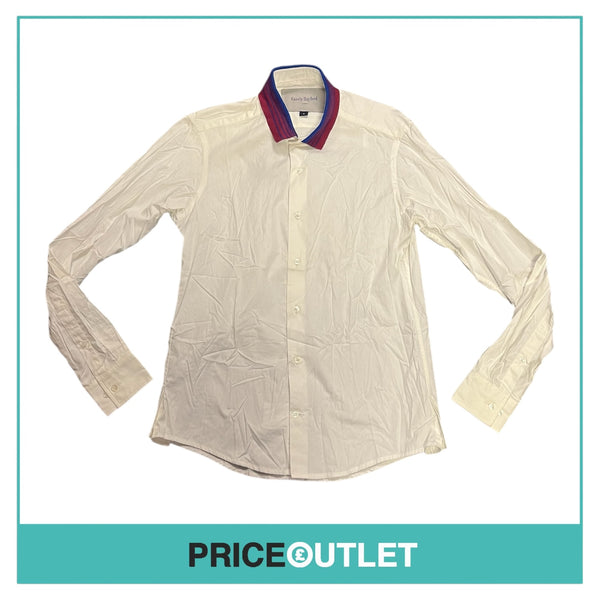 Casely-Hayford - White Shirt with Red and Blue Polo Collar - Size S - BRAND NEW WITH TAGS