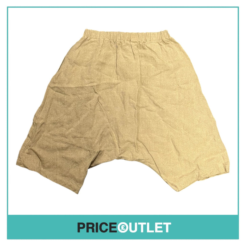 Comme des Garçons - Ladies Linen Beige Shorts with Gold Stripes - Size M - BRAND NEW WITH TAGS