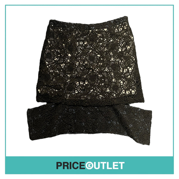 Michael van der Ham - Black Lace Skirt with Grey and Navy Lining - Size 10 - BRAND NEW WITH TAGS