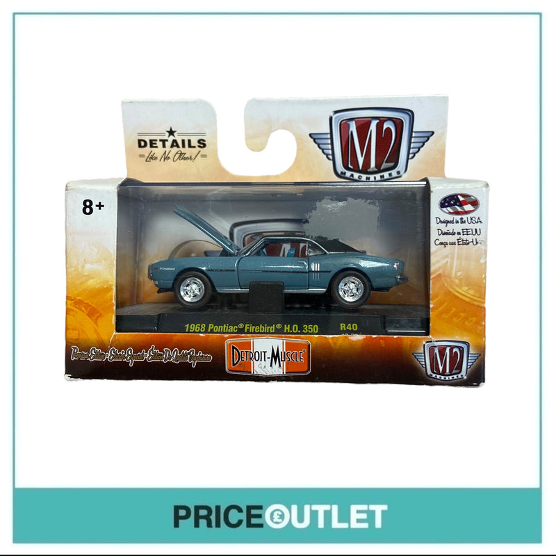 M2 Machines - Detroit-Muscle 1968 Pontiac Firebird H.O.350 R40 (Blue) - Damaged Box