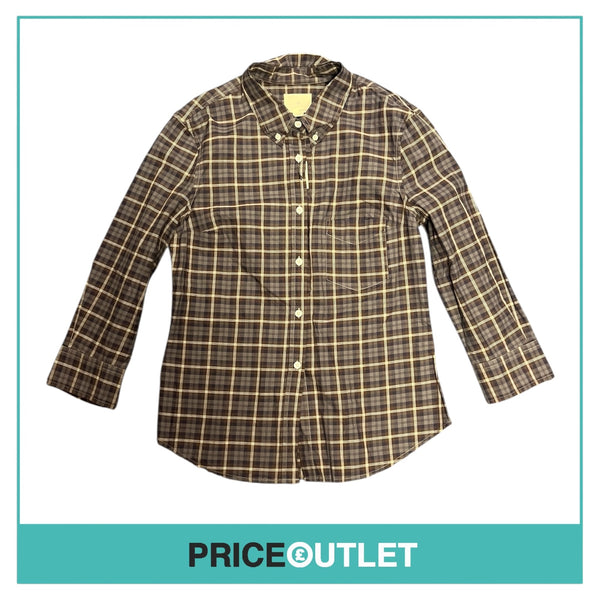 Boy. by Band of Outsiders - Brown Blue and White Check Shirt with Cropped Sleeves - Size 3 - BRAND NEW WITH TAGS