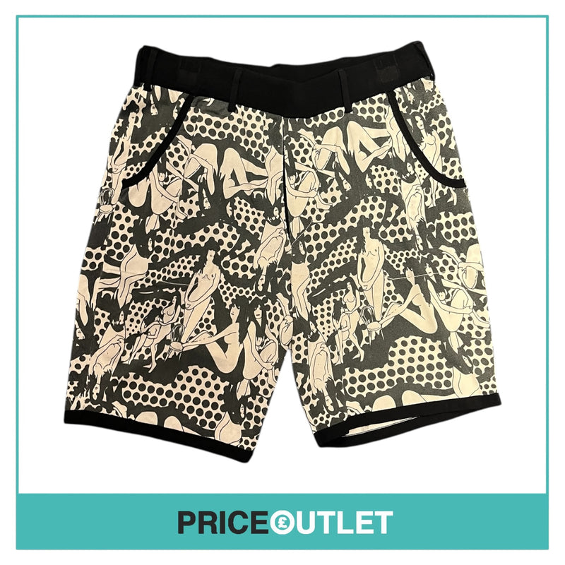 Sibling - Black Grey and White Girlie Print Knit Shorts - Size M - BRAND NEW WITH TAGS