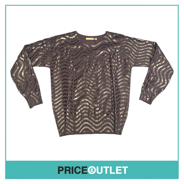 Christopher Kane - Purple and Black Foil Print Wave Jumper - Size 8 - BRAND NEW WITH TAGS