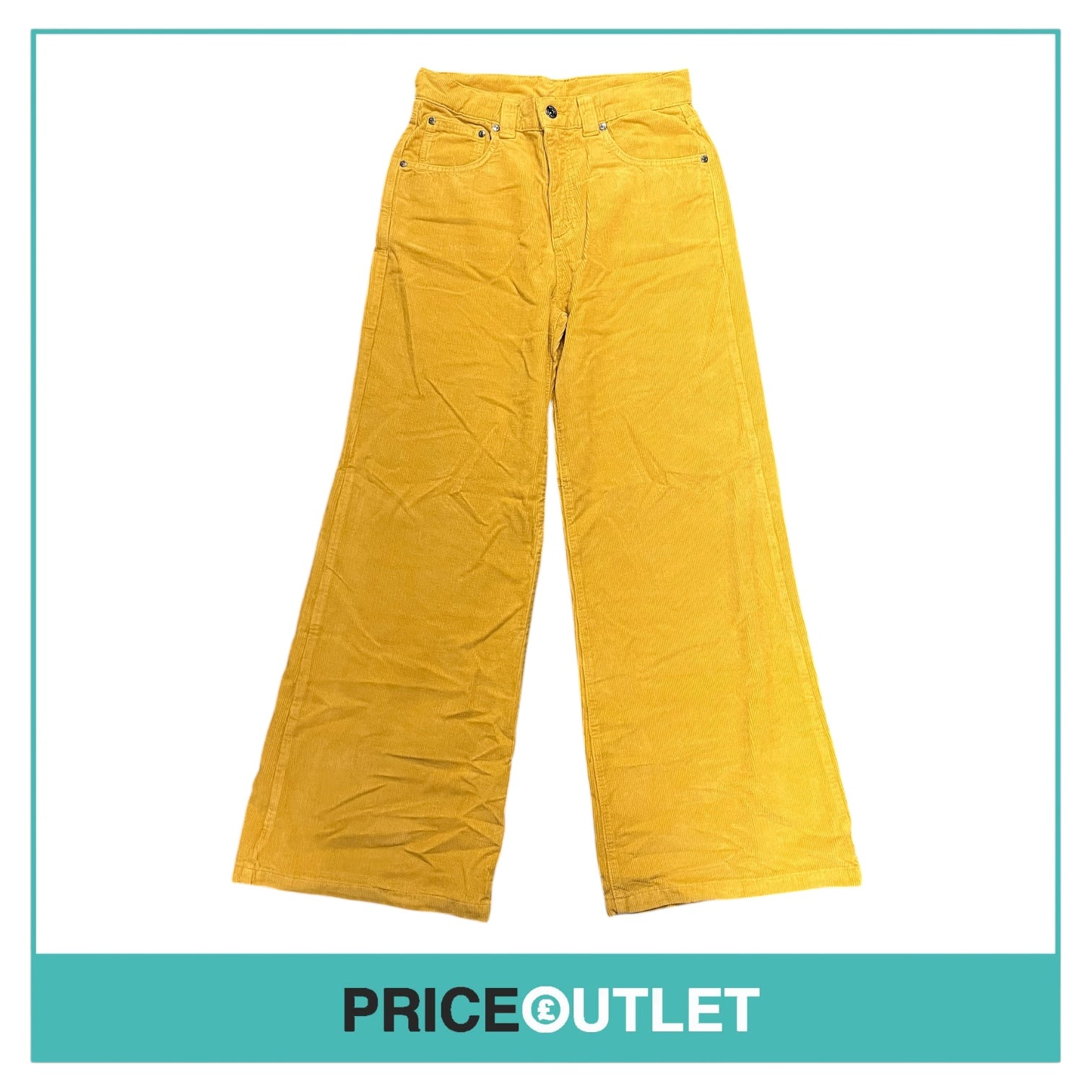 Kickers - Womens Mustard Yellow Wide Leg Cord Trousers - Size 28 - BRAND NEW