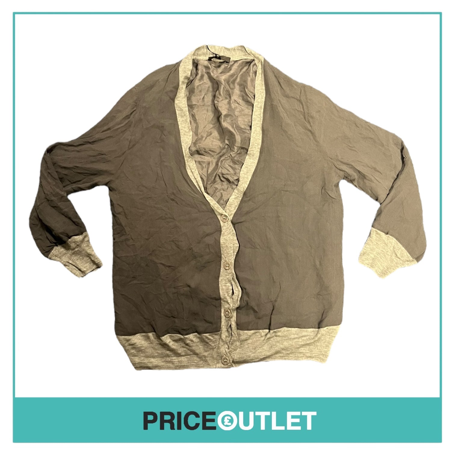 Clu - Grey Cardigan with Light Grey Ribbing - Size XS - BRAND NEW WITH TAGS