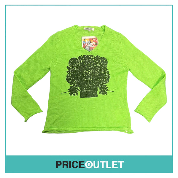 Comme des Garçons Jingle Flowers - Womens Green Knit Jumper - Size M - BRAND NEW WITH TAGS