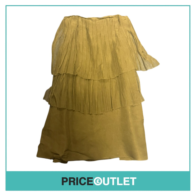 Sara Lanzi - Khaki Bustier Dress with Pleat Panels - Size M - BRAND NEW WITH TAGS