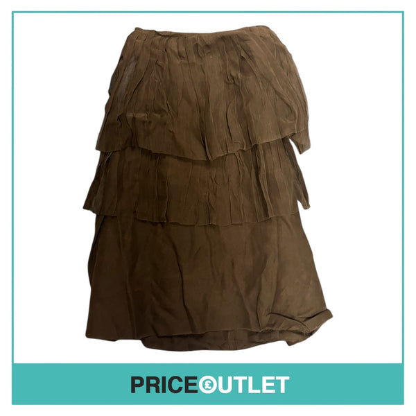 Sara Lanzi - Brown Bustier Dress with Pleat Panels - Size M - BRAND NEW WITH TAGS
