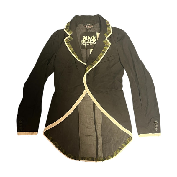 Comme des Garçons Black - Ladies Black Jacket with Green Camo and White Binding - Size S - BRAND NEW WITH TAGS