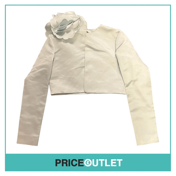 Erdem - Ice Blue Croppes Jacket with Shoulder Detail - Size 10 - BRAND NEW WITH TAGS