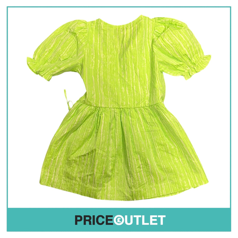 Damson Madder - Green and White Priya Cotton-Seersucker Mini Dress - Size 10 - BRAND NEW