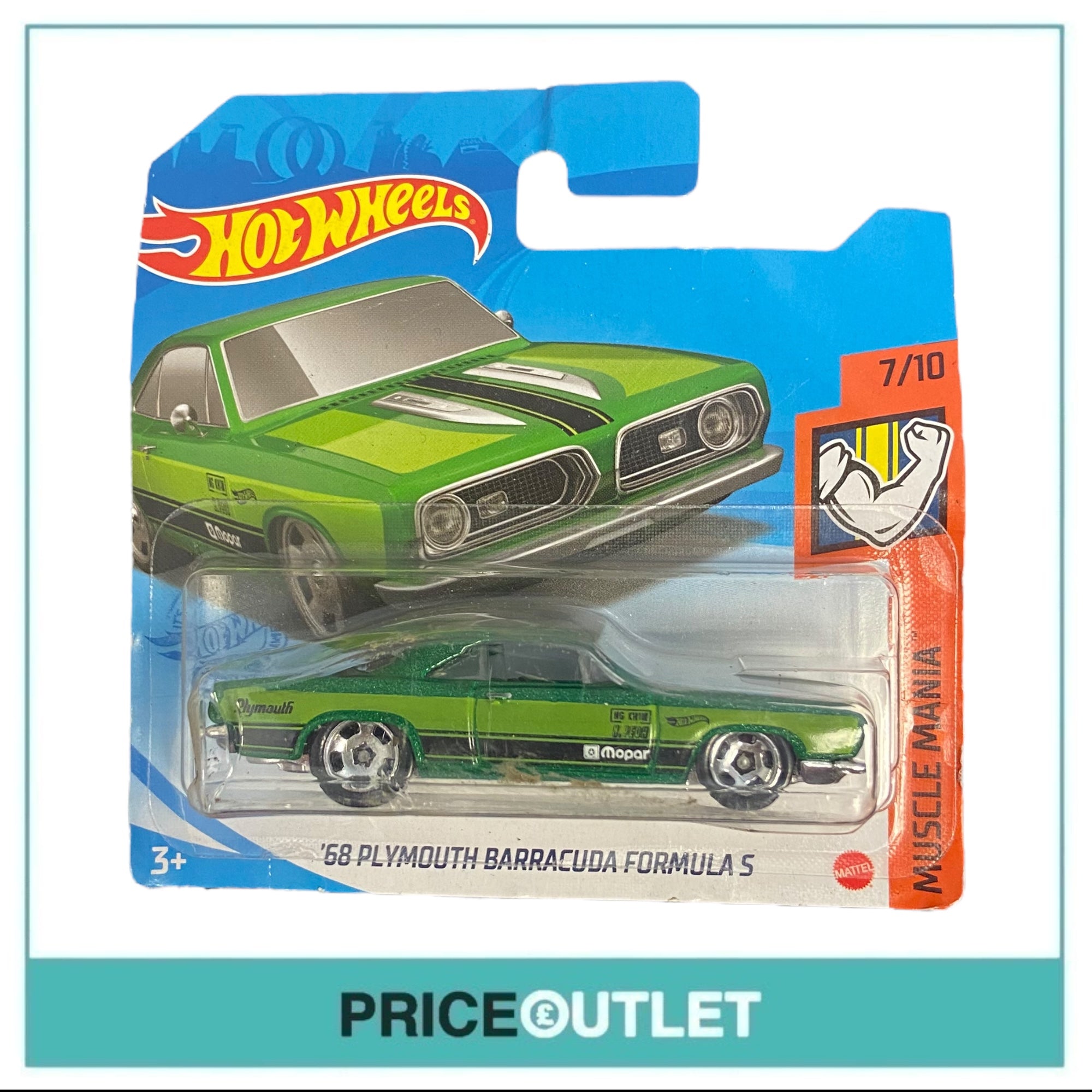 Hot Wheels Muscle Mania - '68 Plymouth Barracuda Formula S (Green) - Damaged Box