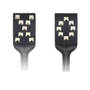 Black leather straps with silver studs on a white background