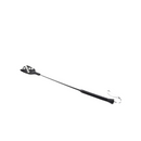 Black leather whip with silver studs on a white background