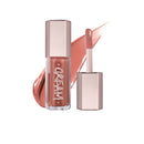 Lip gloss with applicator on a white background