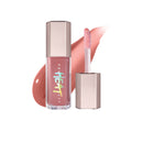 Lip gloss with applicator and visible brand name on a white background