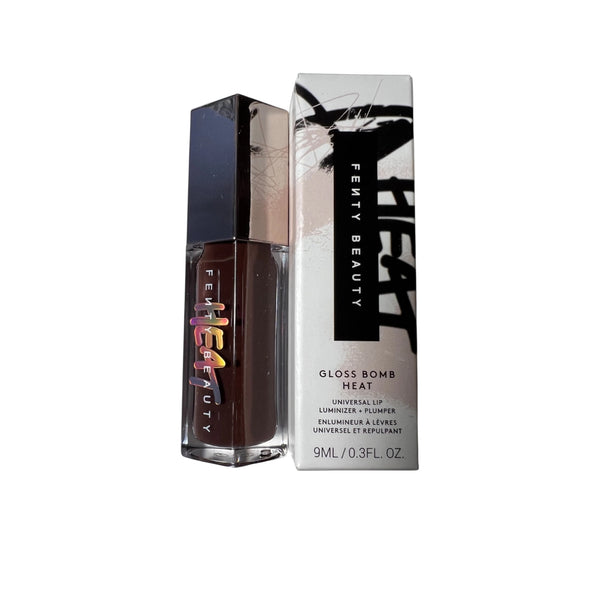 Fenty Beauty Gloss Bomb Heat lip gloss with packaging on a white background
