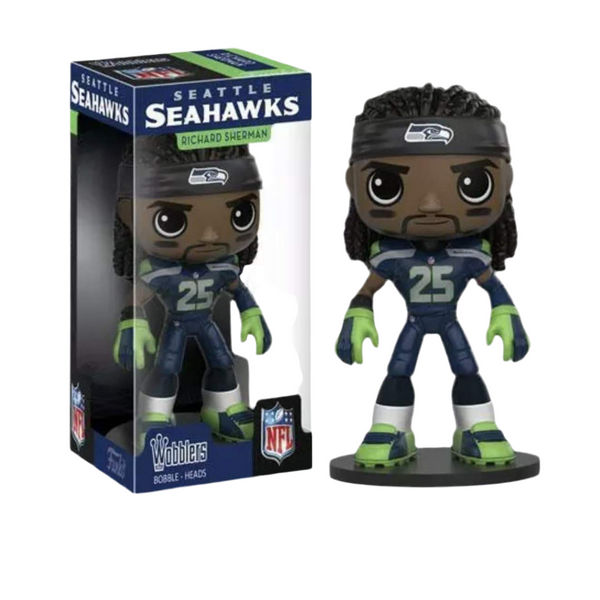 Seattle Seahawks figurine with packaging on a white background