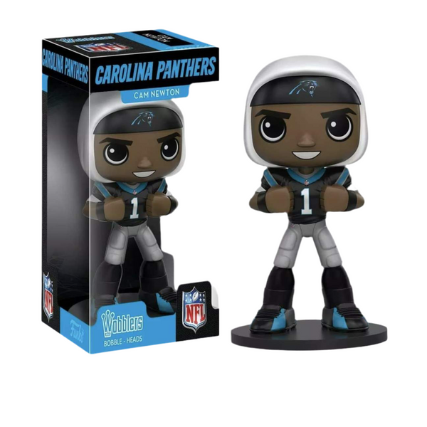 Carolina Panthers NFL bobble-head figure and packaging on a white background