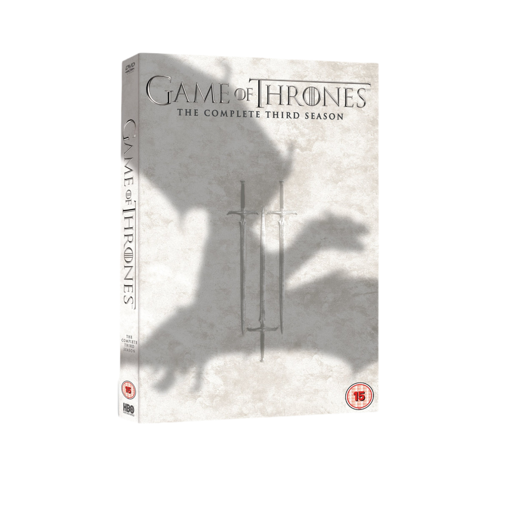 DVD box set for 'Game of Thrones' Season 3 on a white background