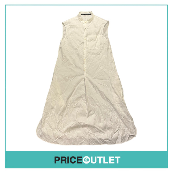 Fabio Quaranta - Long Collarless White Shirt with Print - Size 40 - BRAND NEW WITH TAGS