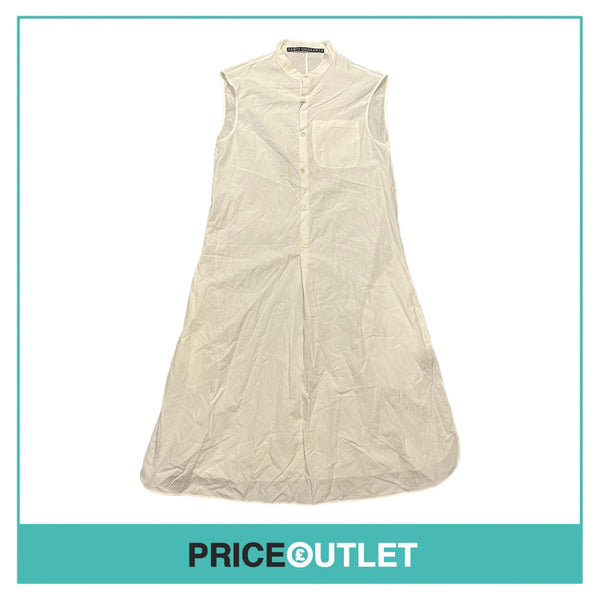 Fabio Quaranta - Long Collarless White Shirt with Print - Size 38 - BRAND NEW WITH TAGS