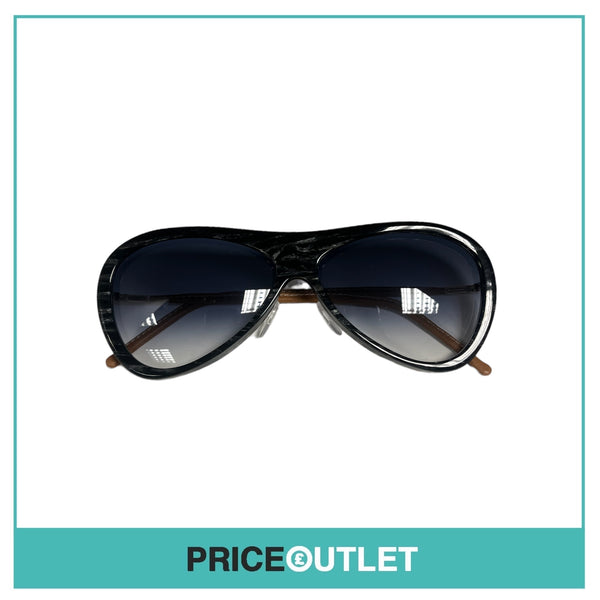 Black Pattern & Tan Leather Glasses RRP £325