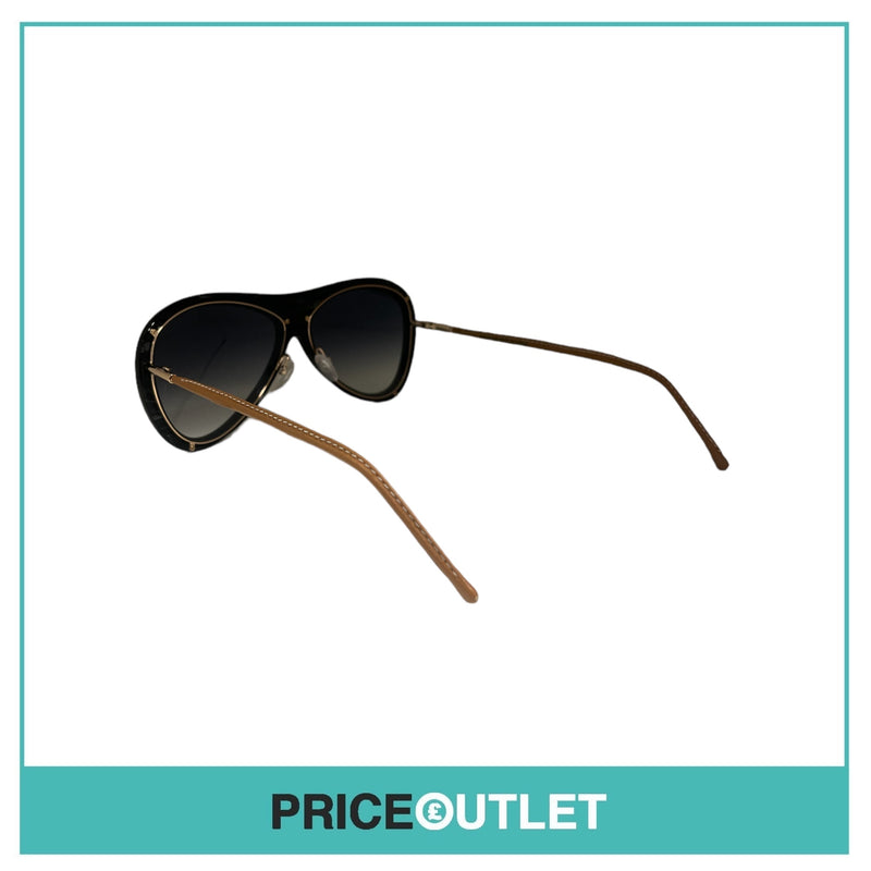 Black Pattern & Tan Leather Glasses RRP £325