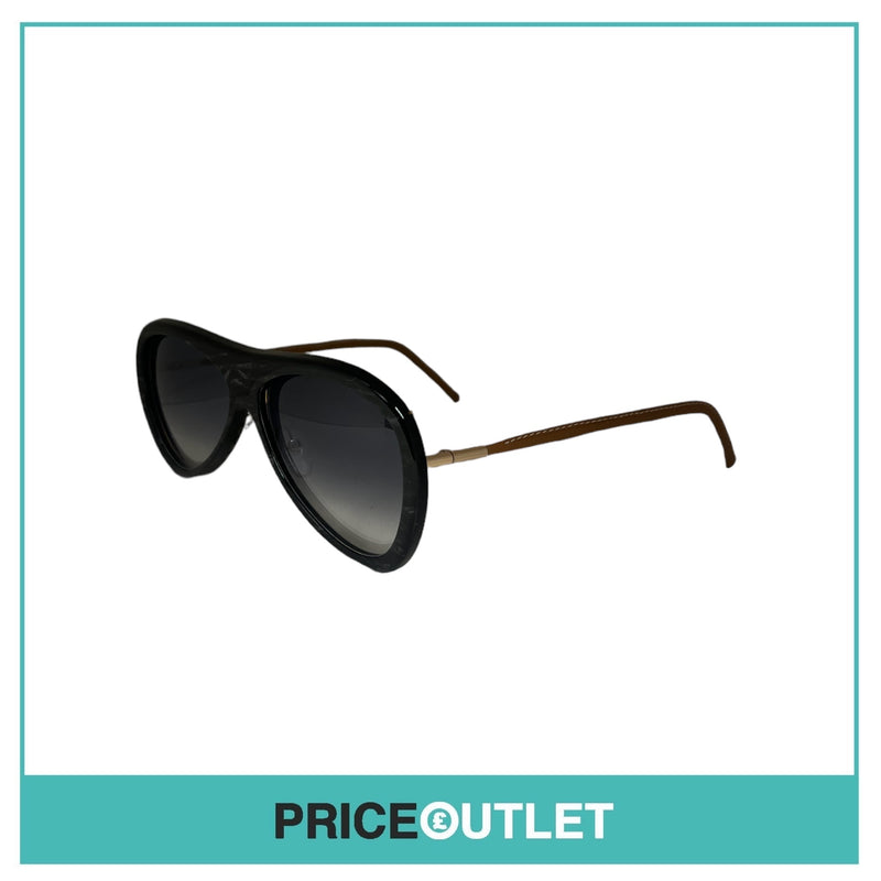 Black Pattern & Tan Leather Glasses RRP £325