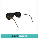 Black Pattern & Tan Leather Glasses With Reflective Lens