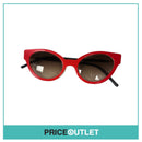 Red & Cream Sunglasses With Black Leather Arm