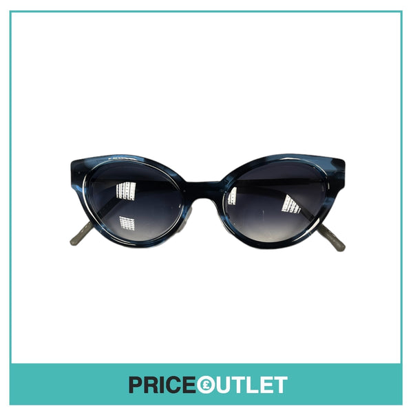 Blue Tortoiseshell Effect Sunglasses With Grey Leather Arms