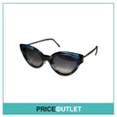 Blue Tortoiseshell Effect Sunglasses With Grey Leather Arms