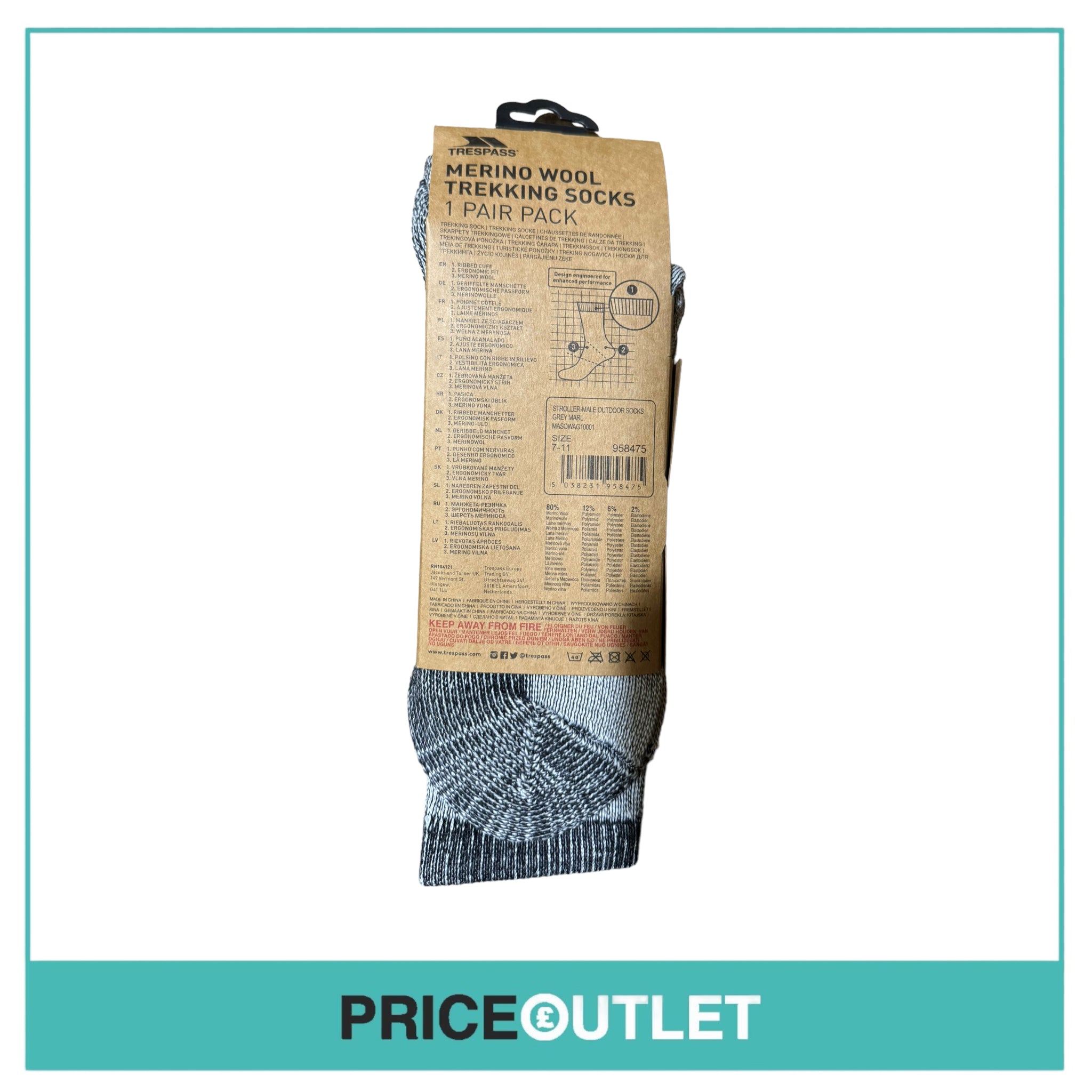 Trespass  Merino Wool Trekking Socks - BRAND NEW IN PACKAGING