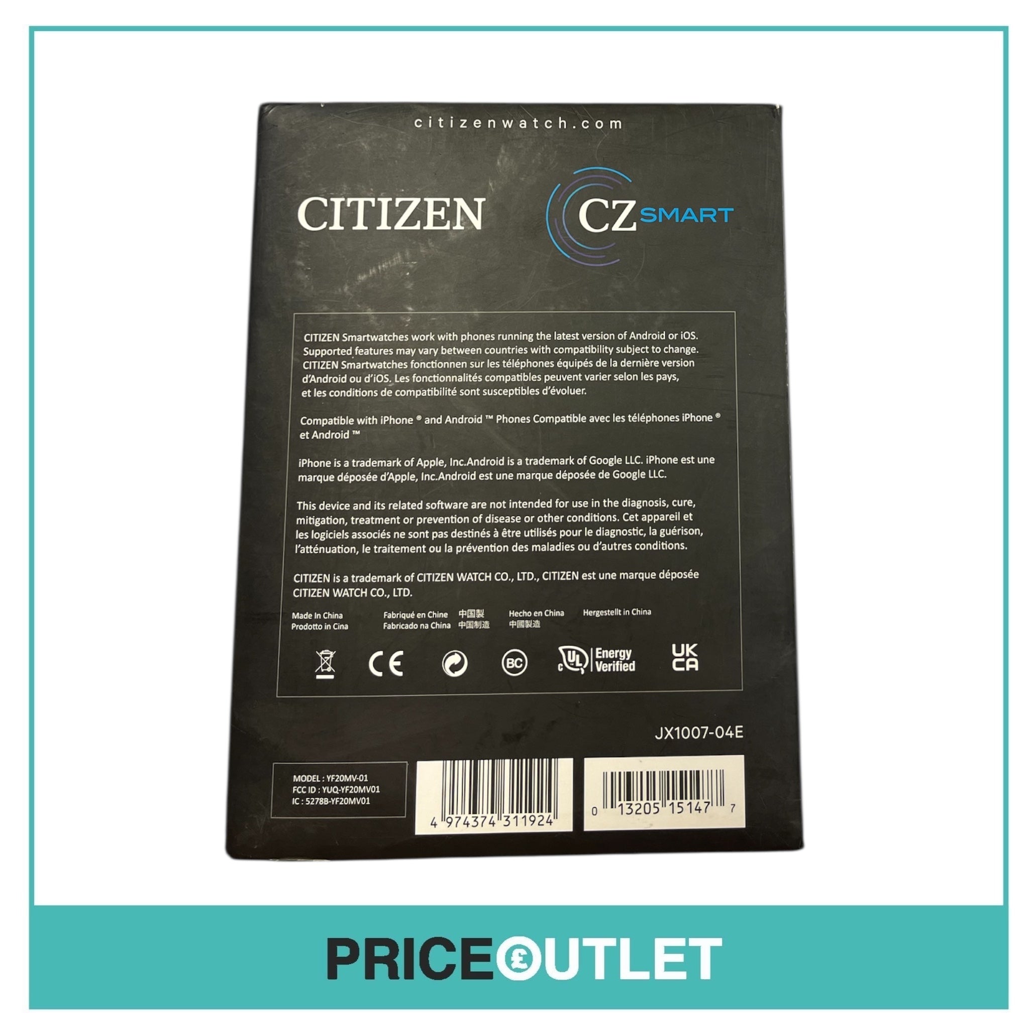 Citizen - CZ SmartWatch - Black Silicone Strap SmartWatch (Slight Damage)