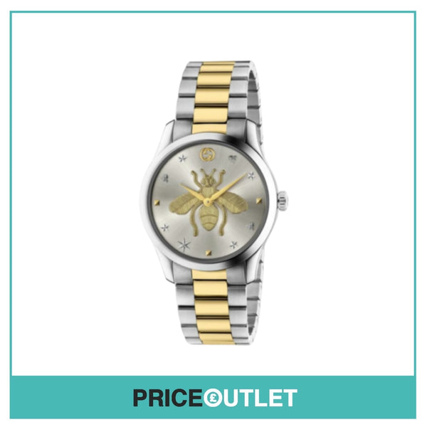 Gucci - G-Timeless Two Tone 38mm Silver Bee Dial Watch - BRAND NEW WITH TAGS (Slight Damage)