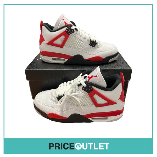 Nike - Air Jordan 4 Retro - DH6927 161 - Size UK 8 - White, Fire Red & Black - BRAND NEW WITH BOX (Slight Damage)
