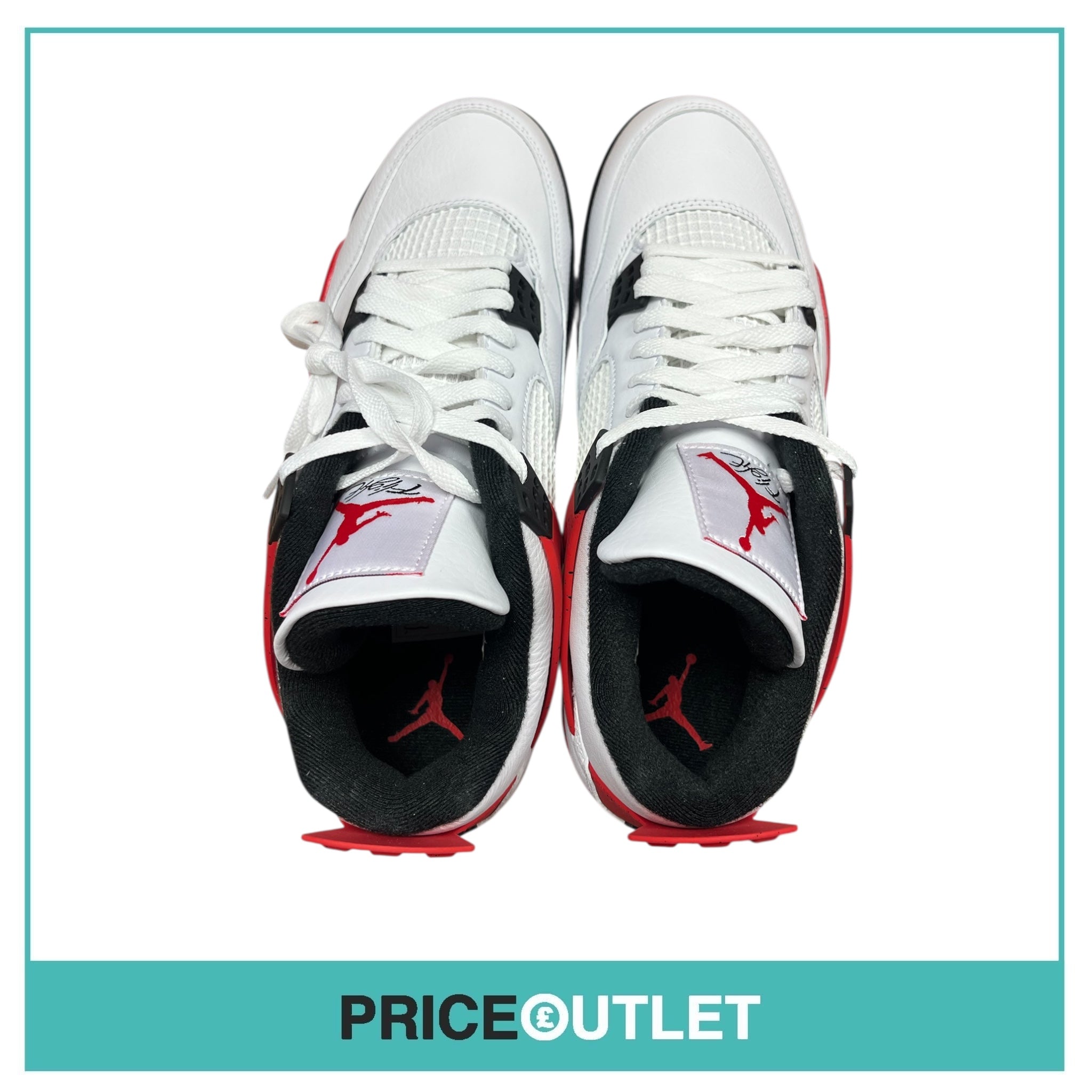 Nike - Air Jordan 4 Retro - DH6927 161 - Size UK 9 - White, Fire Red & Black - BRAND NEW WITH BOX (Slight Damage)