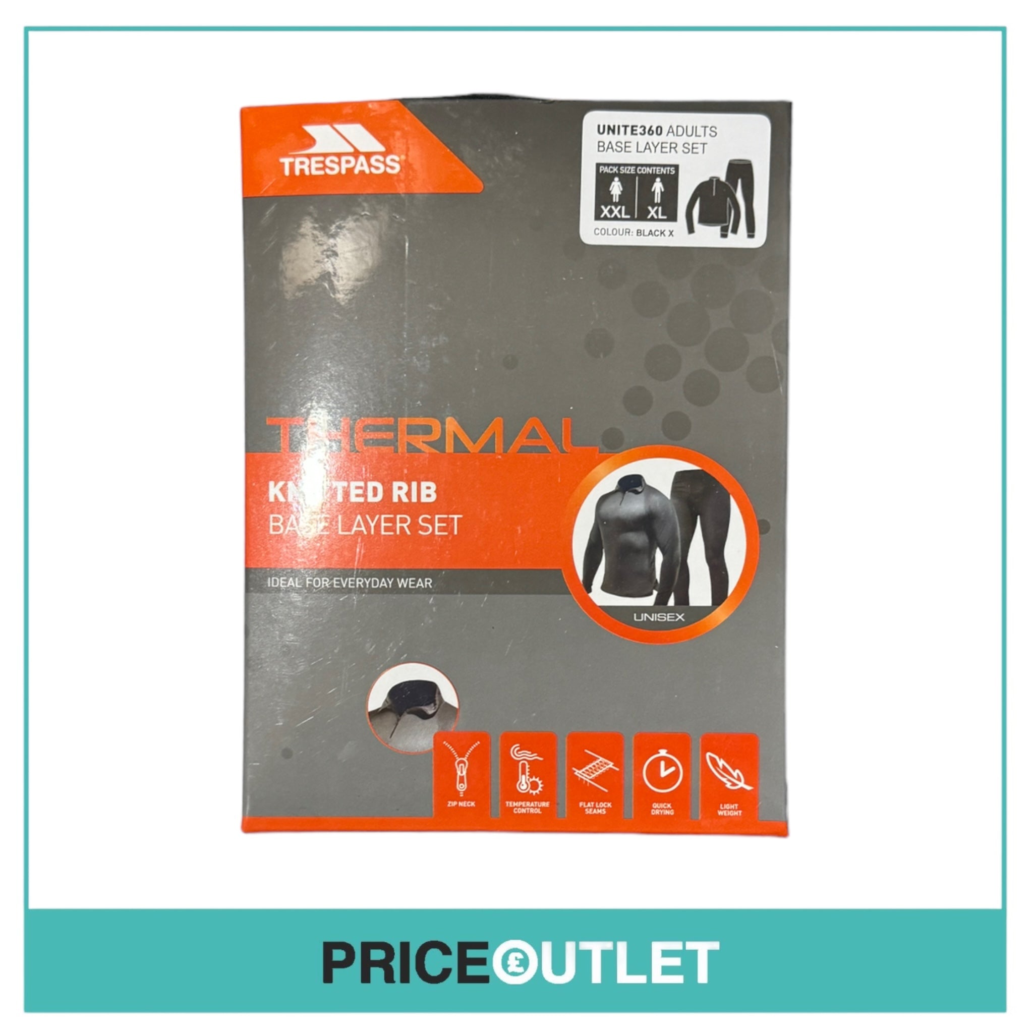 Trespass - Thermal Knitted Rib Base Layer Set - Black - XL/XXL