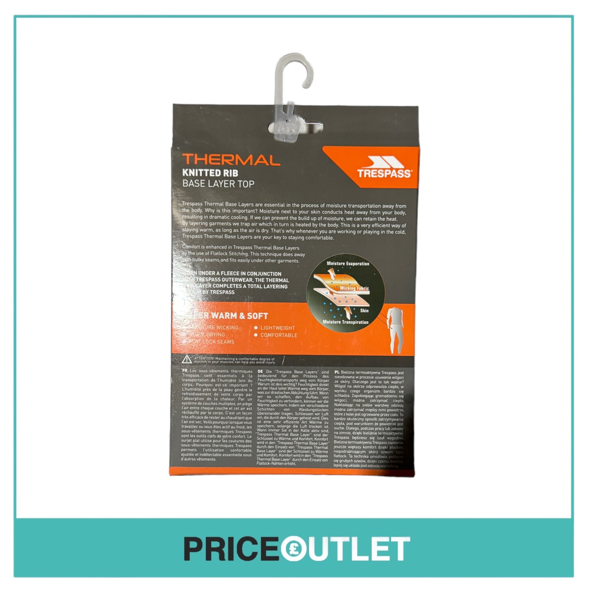 Trespass - Thermal Knitted Rib Base Layer Top - Black - M/L