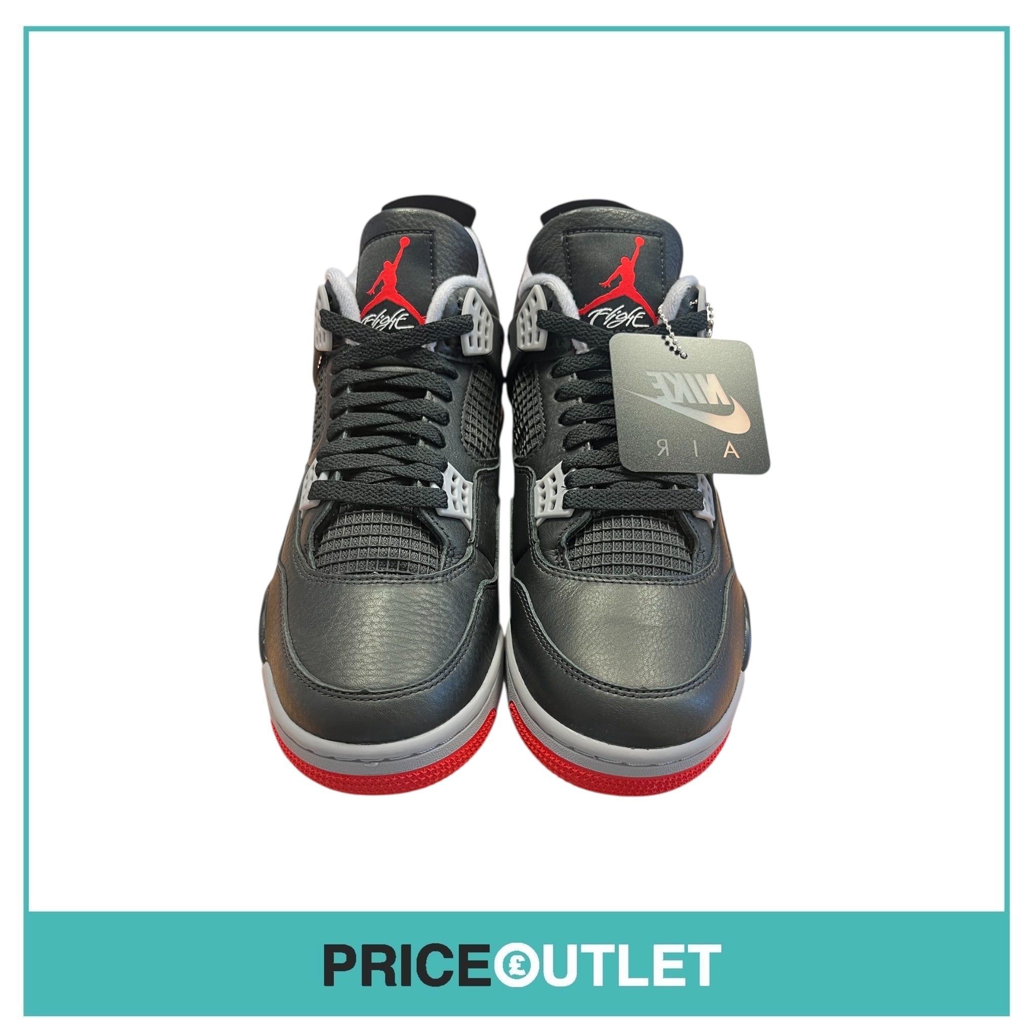 Nike - Air Jordan 4 Retro - Black, Fire Red & Cement Grey - Size UK 8 - BRAND NEW WITH BOX