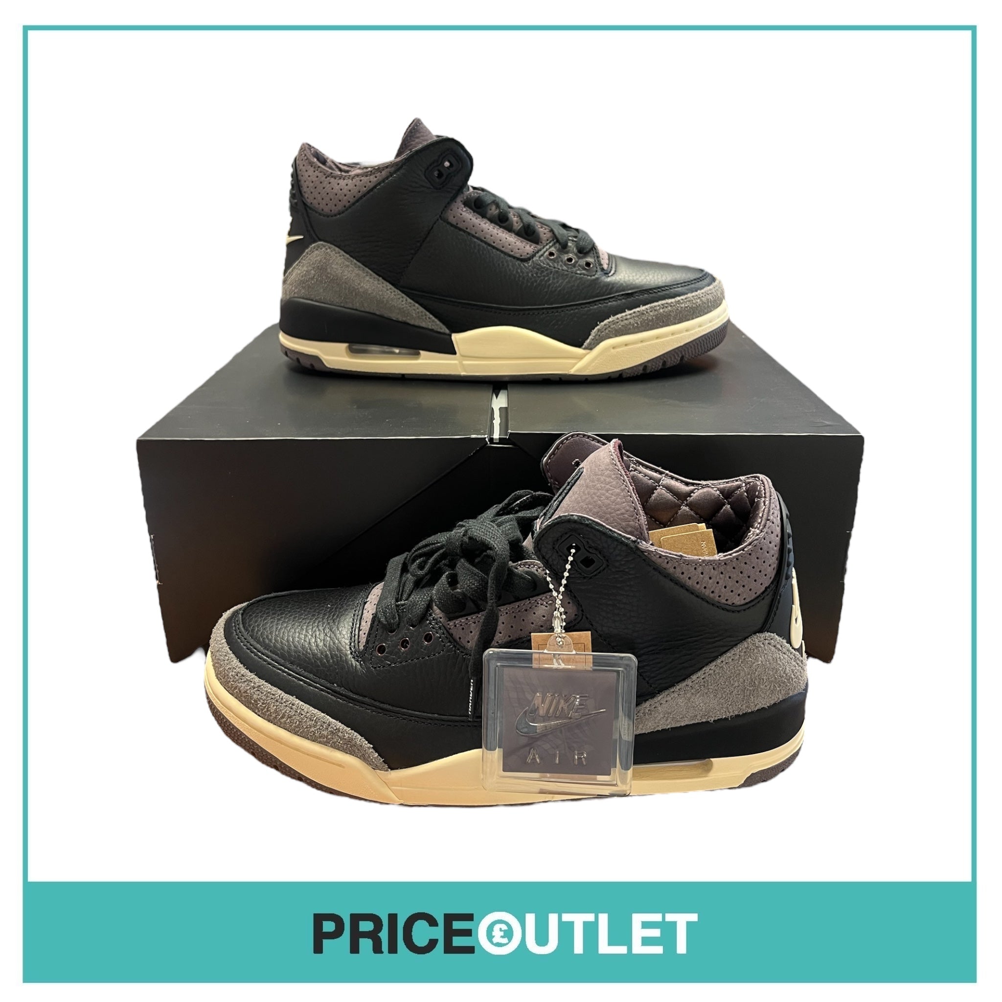 A Ma Maniére x Air Jordan 3 Black Flat Pewter - UK 8 - BRAND NEW WITH BOX