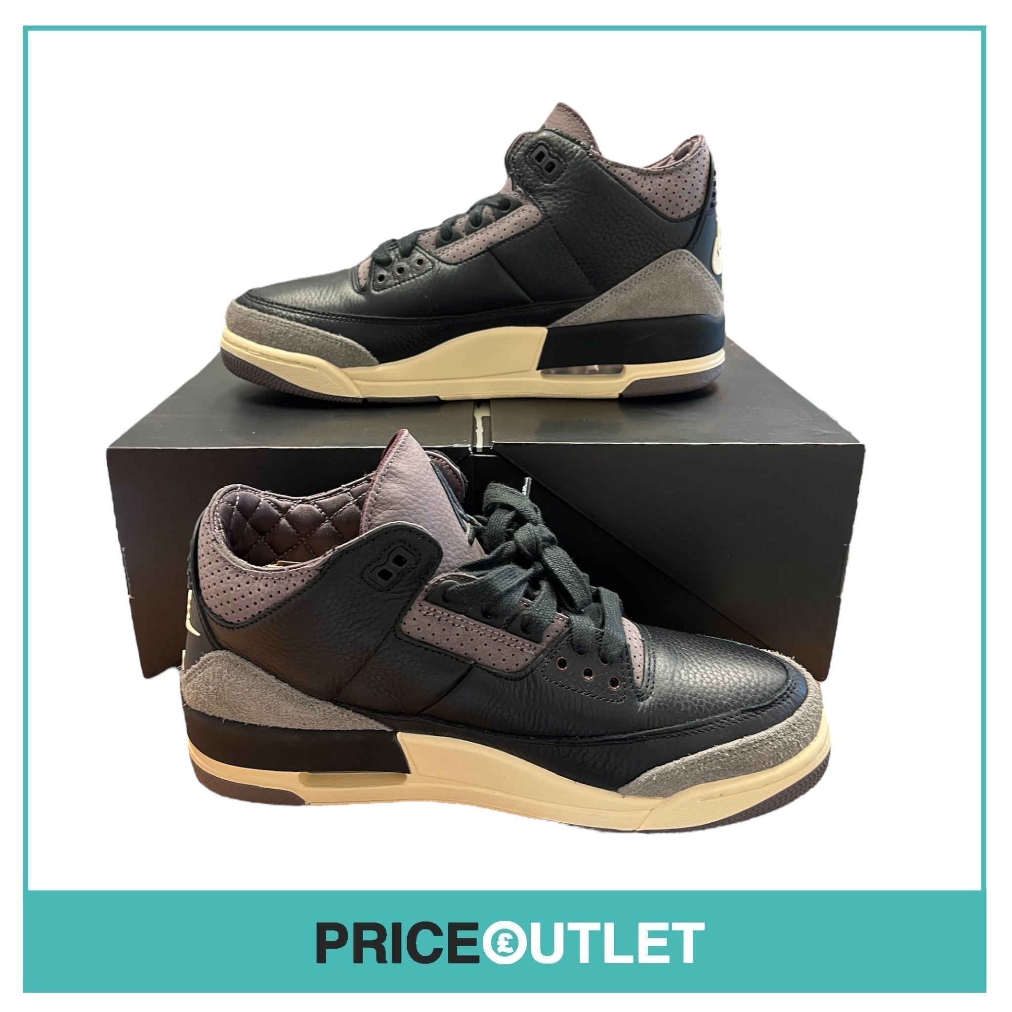 A Ma Maniére x Air Jordan 3 Black Flat Pewter - UK 8 - BRAND NEW WITH BOX