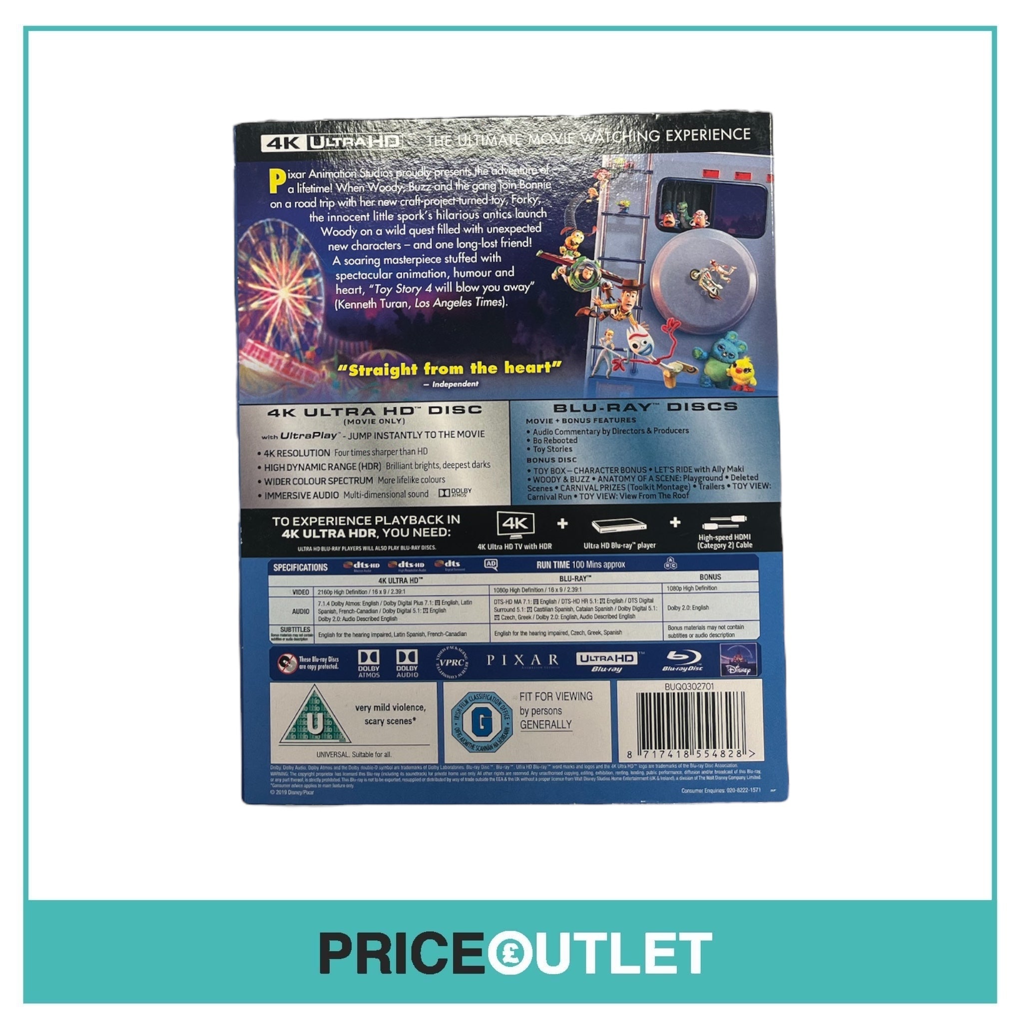 Disney Pixar - Toy Story 4 - 4K Ultra HD Blu-Ray & Bonus Disc - BRAND NEW & SEALED