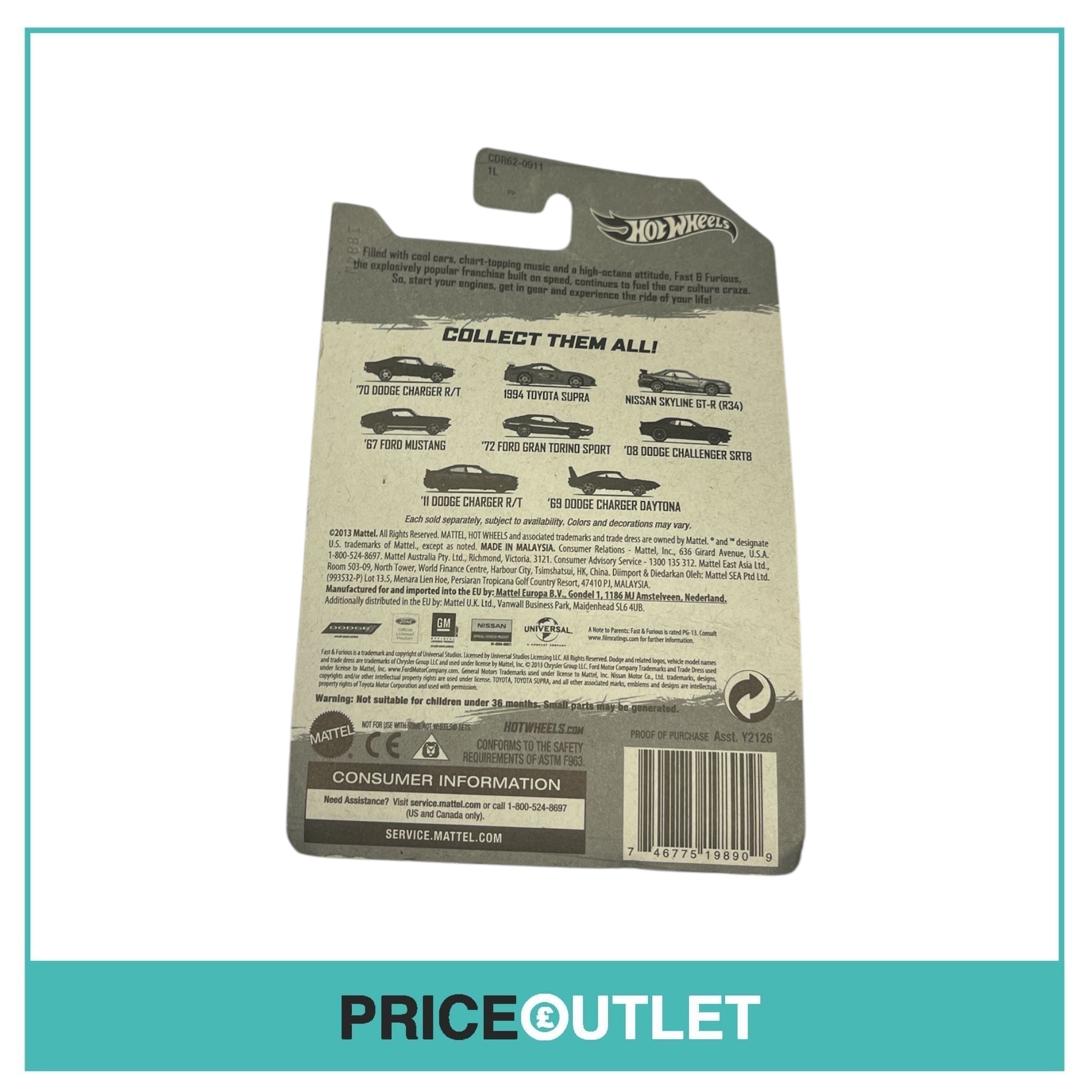 Hot Wheels - Fast & Furious - ‘72 Ford Gran Torino Sport 5/8 - Slight Damage