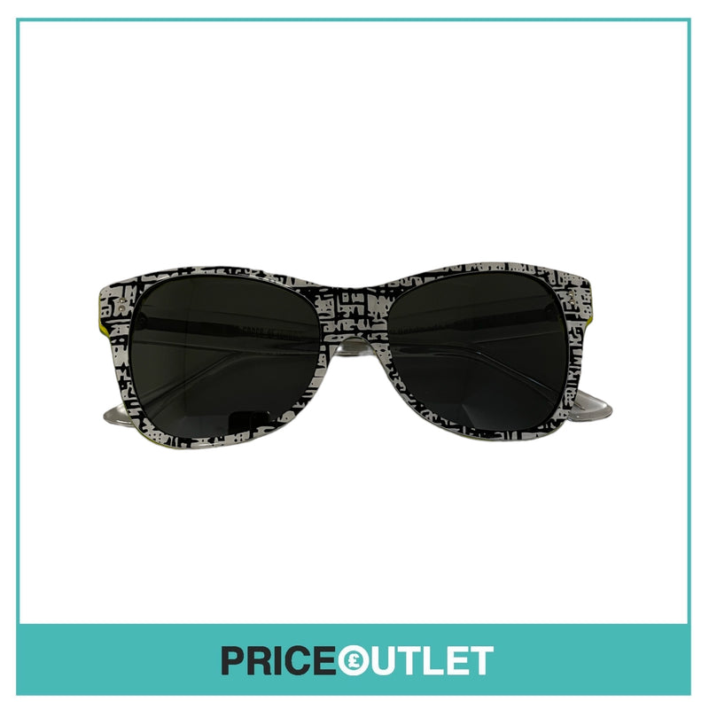 Black & White Patterned Sunglasses With Green Frame Details RRP £325