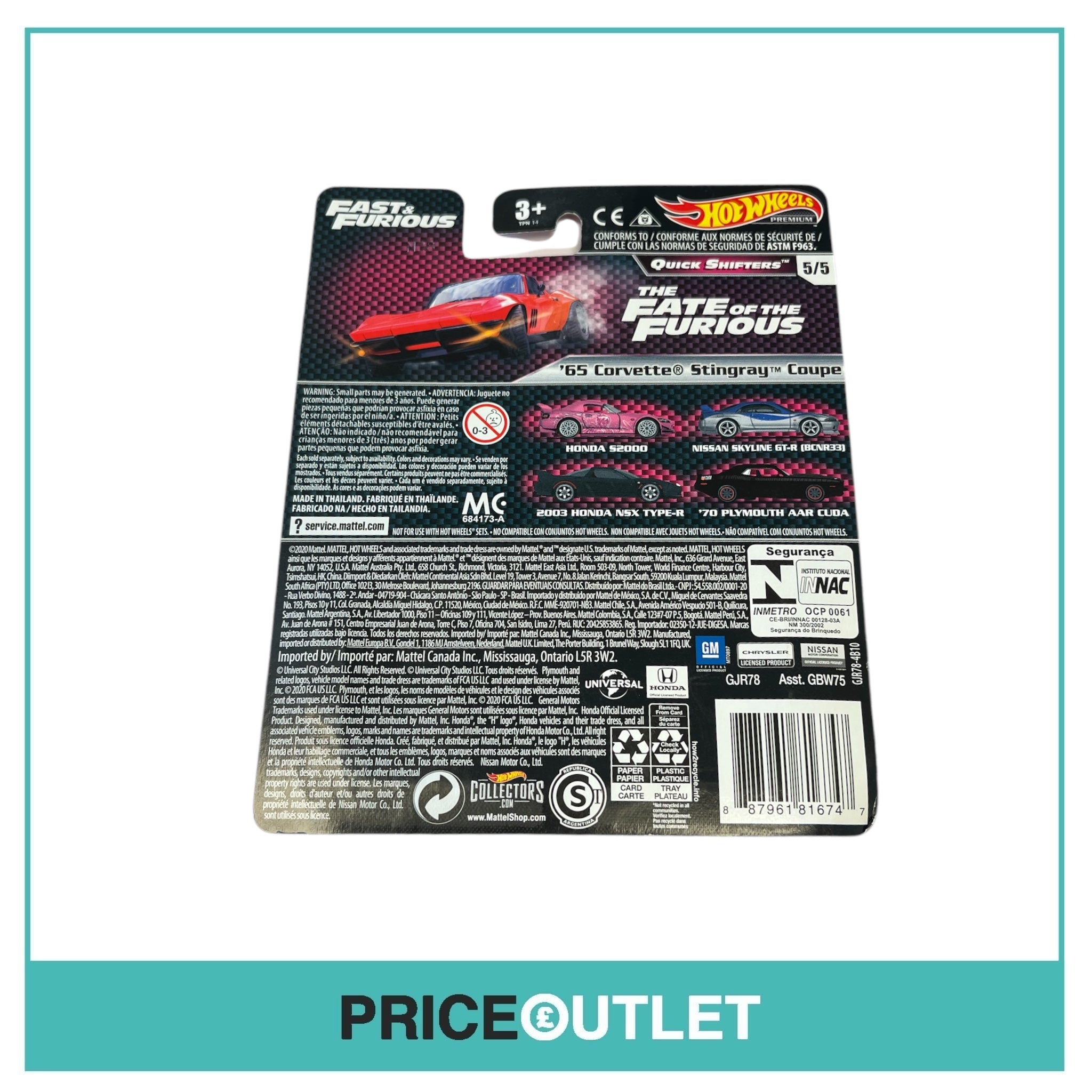 Hot Wheels - Fast & Furious - Quick Shifters - ‘65 Corvette Stingray Coupe 5/5 - Slight Damage