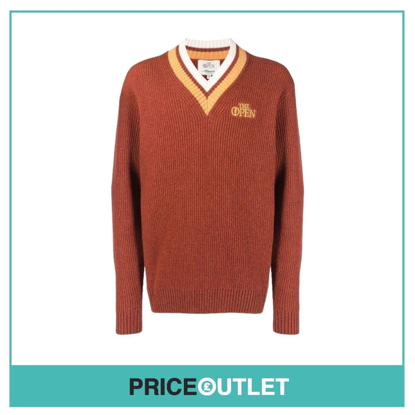 Manors Golf 'the open' V Neck Jumper - Russet - Size M - BRAND NEW WITH TAGS